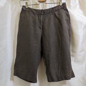 Linen Walking Shorts - Pockets - Sz 6 - Gray/Brown